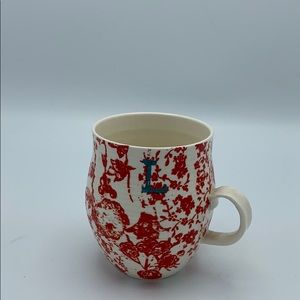 Anthropologie Red ‘L’ Mug
